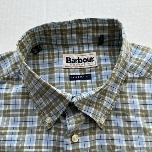 Barbour Button Down Shirt Men's Size M Tailored Fit Plaid Soft Brushed Fabric - Picture 3 of 9